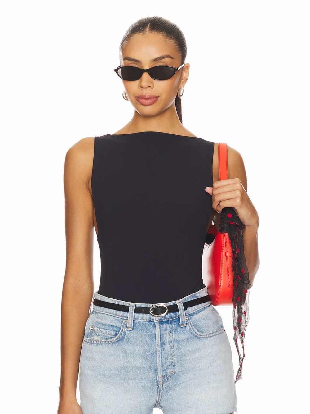 Eaves Revolve Rian Solid Black High Neck Sleeveless Bodysuit Size XS NWT